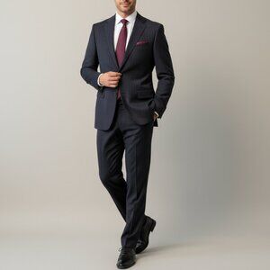 BRERA $2500 Pinstripe Suit Jacket 46R Pants 32 Blue Purple Made in Italy